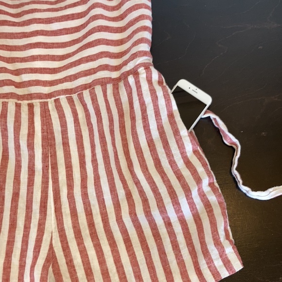 C&C California red and white 100% linen romper sz 8 EUC costal grandma - Picture 3 of 13